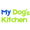 My Dog’s Kitchen logo with bold blue ‘My’ and lime-green ‘Dog’s Kitchen’ text on transparent background.